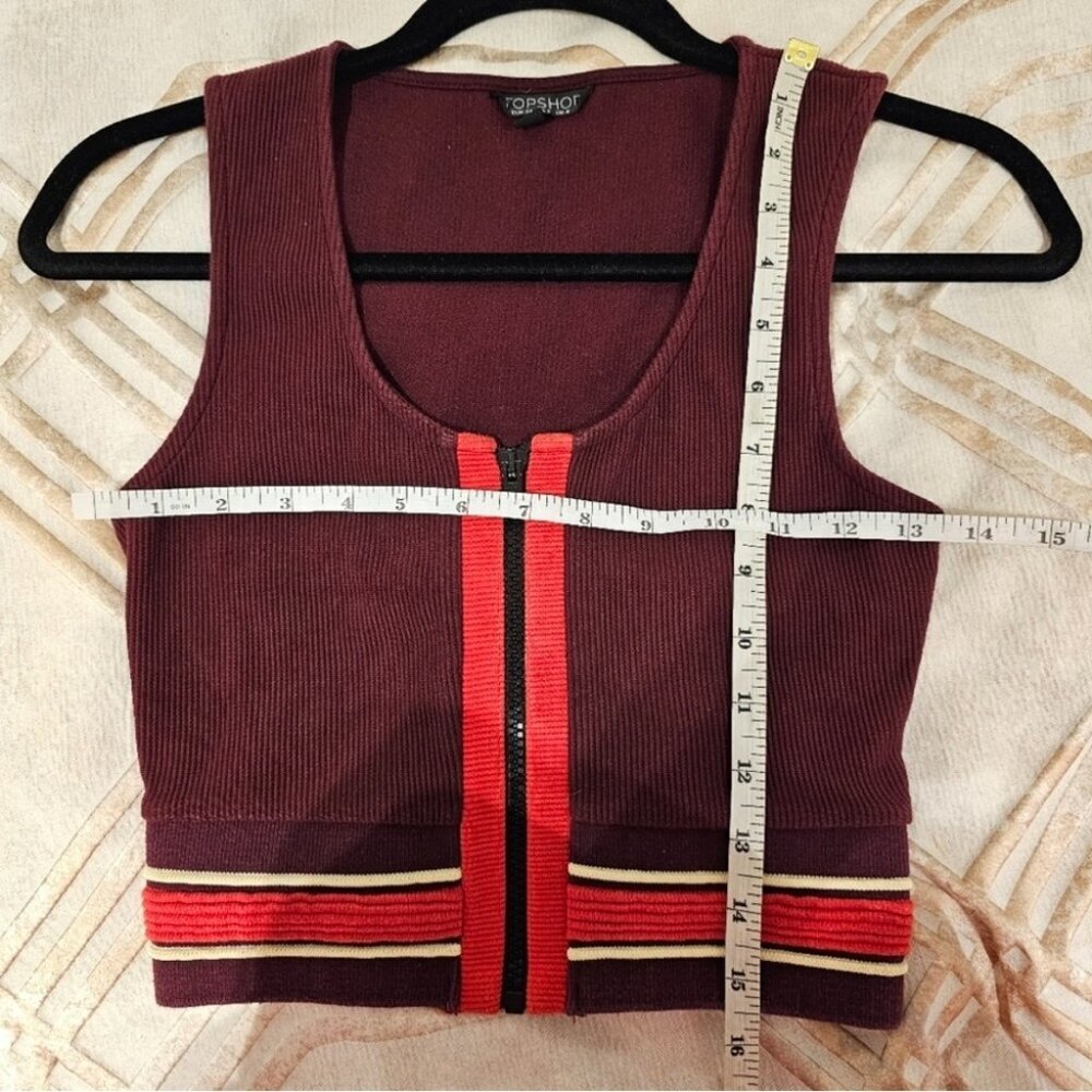 Topshop Burgundy & Red Crop Top 2 - Picture 5 of 6